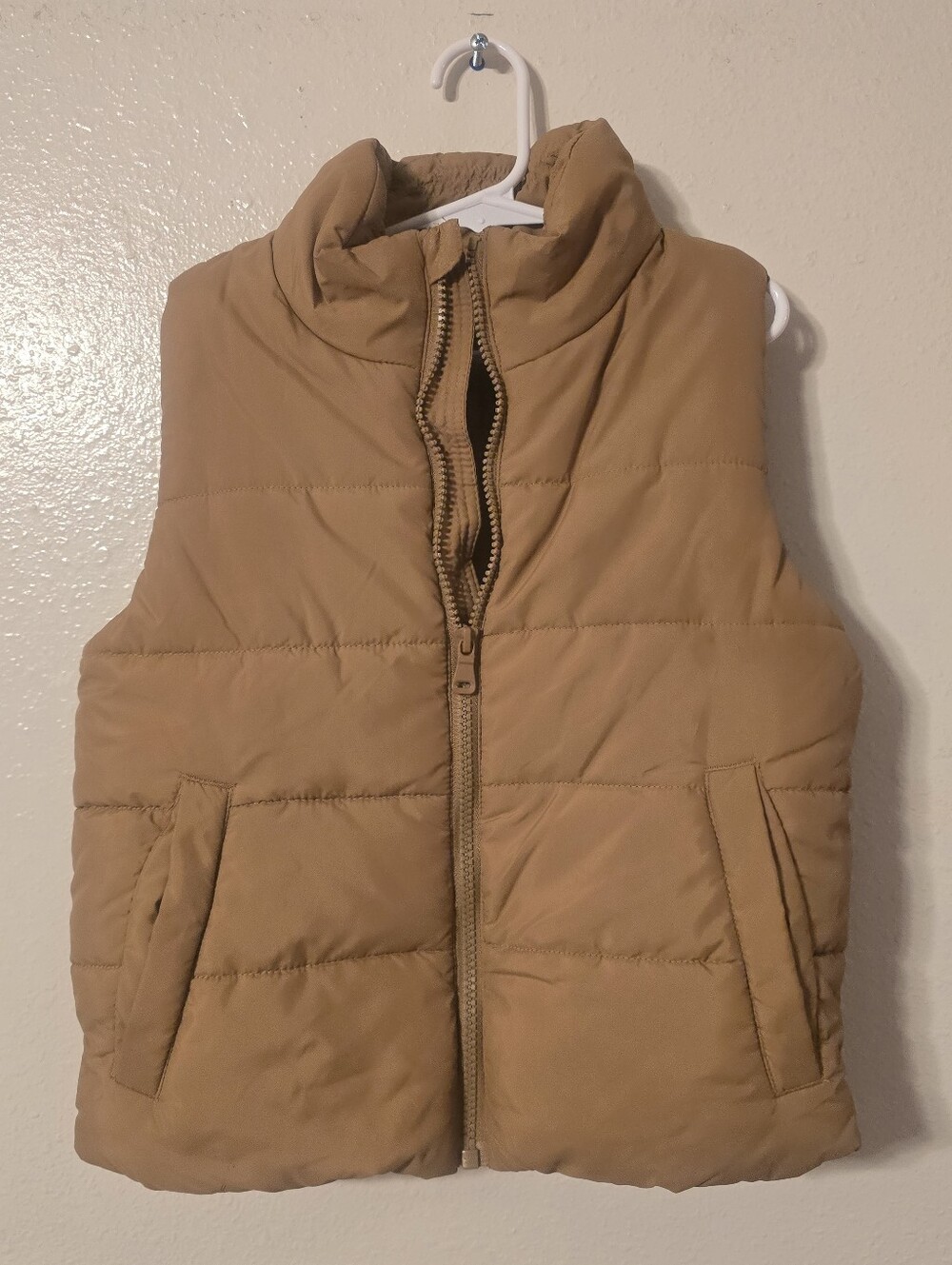 H&M Kids Quilted Full-Zip Puffer Vest - Light Brown/Tan - Size 5T/6